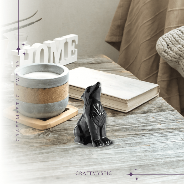 Figurina Lup din Obsidian Natural, 5 cm - Protector Energetic si Sprijin în Transformare [4]