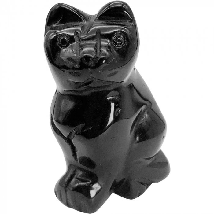 Figurina 5 cm inger din cristal vindecator Obsidian - Sculptura manuala din piatra naturala lustruita - Decor pentru camera birou cu energie reiki pentru femei barbati - Copie [3]