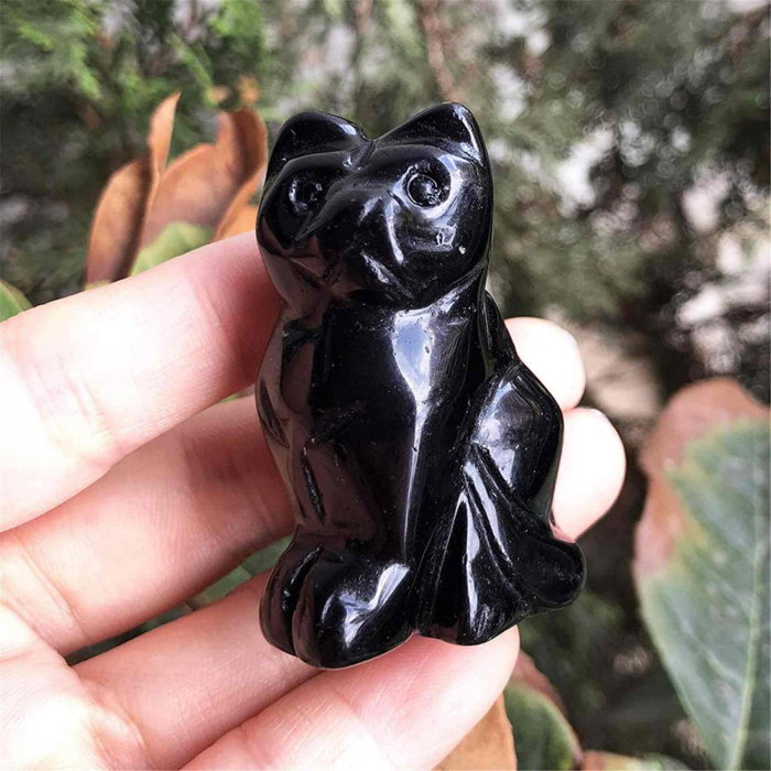 Figurina 5 cm inger din cristal vindecator Obsidian - Sculptura manuala din piatra naturala lustruita - Decor pentru camera birou cu energie reiki pentru femei barbati - Copie [2]