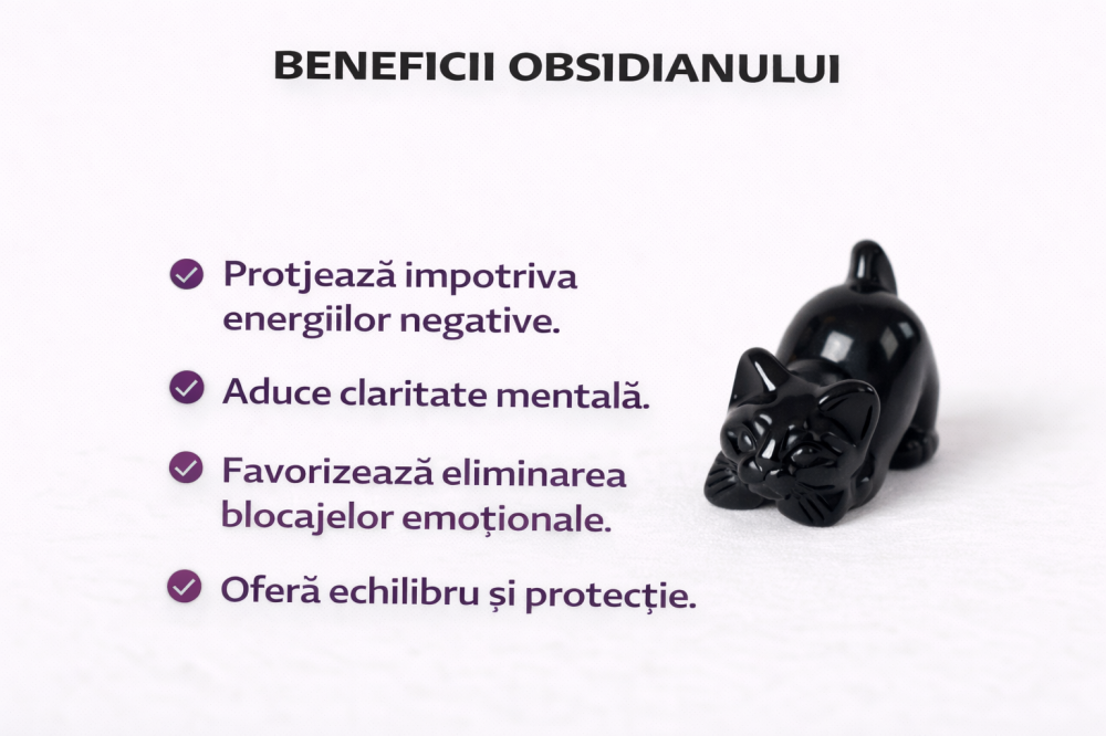 Pisicuta Alintata din Obsidian Negru – Talisman de Protectie si Intuitie [3]