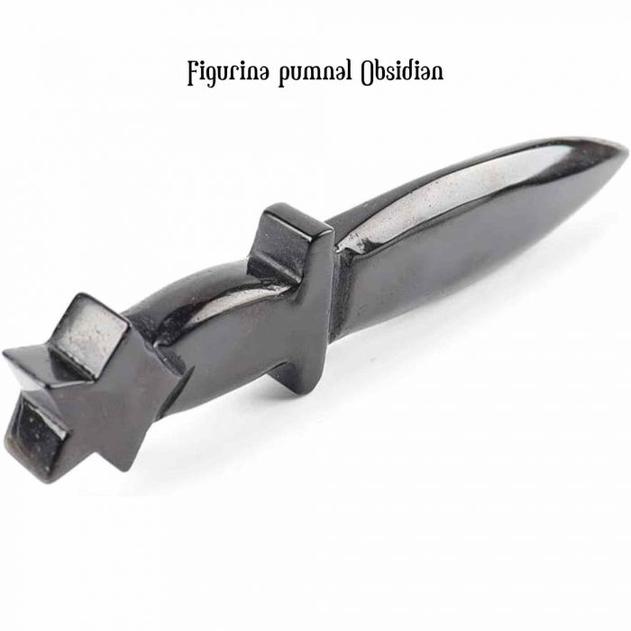 Figurina Pumnal din Obsidian Natural - Decor Elegant, Vindecare Reiki [4]
