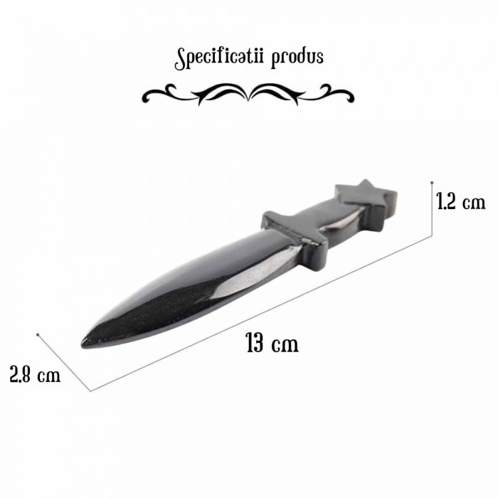 Figurina Pumnal din Obsidian Natural - Decor Elegant, Vindecare Reiki [2]