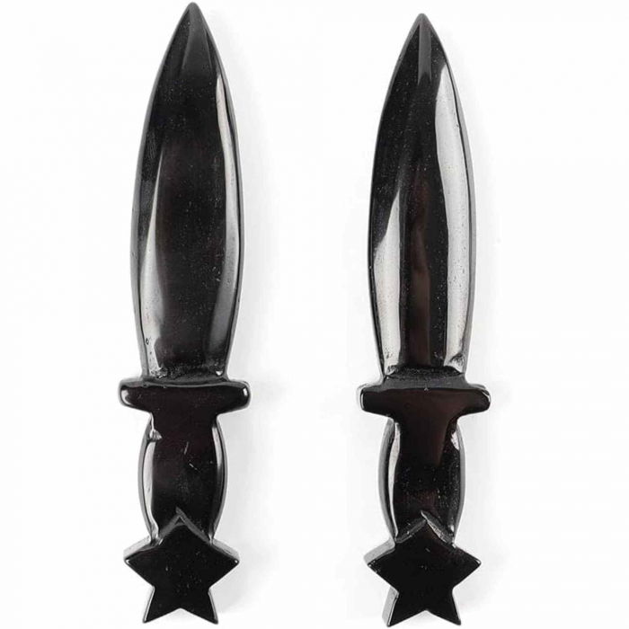 Figurina Pumnal din Obsidian Natural - Decor Elegant, Vindecare Reiki [6]