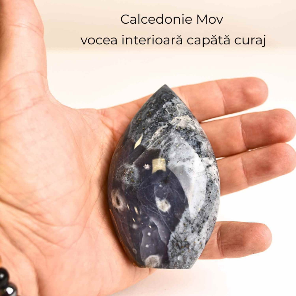 Flacara Calcedonie Mov pentru comunicare si echilibru 8-9 cm [5]