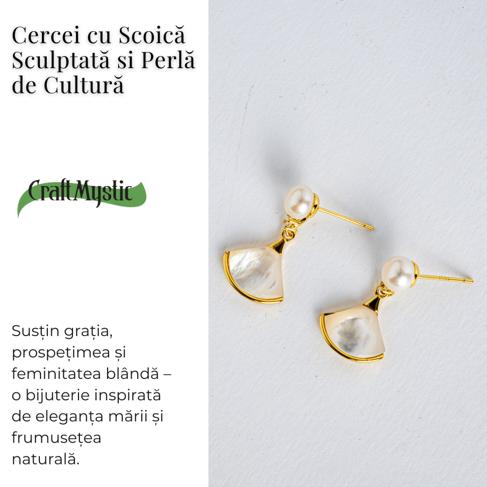 Gratie si prospetime – Cercei cu scoica sculptata si perla de cultura [4]