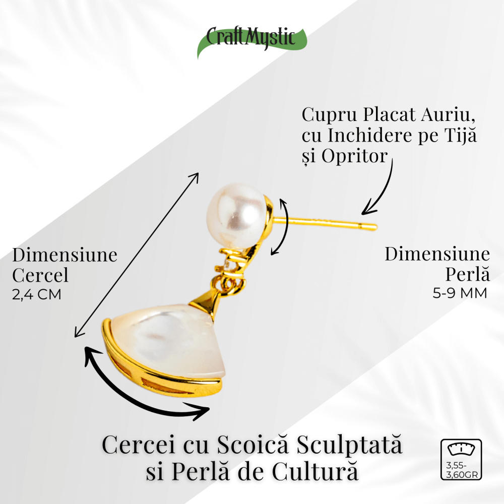 Gratie si prospetime – Cercei cu scoica sculptata si perla de cultura [3]