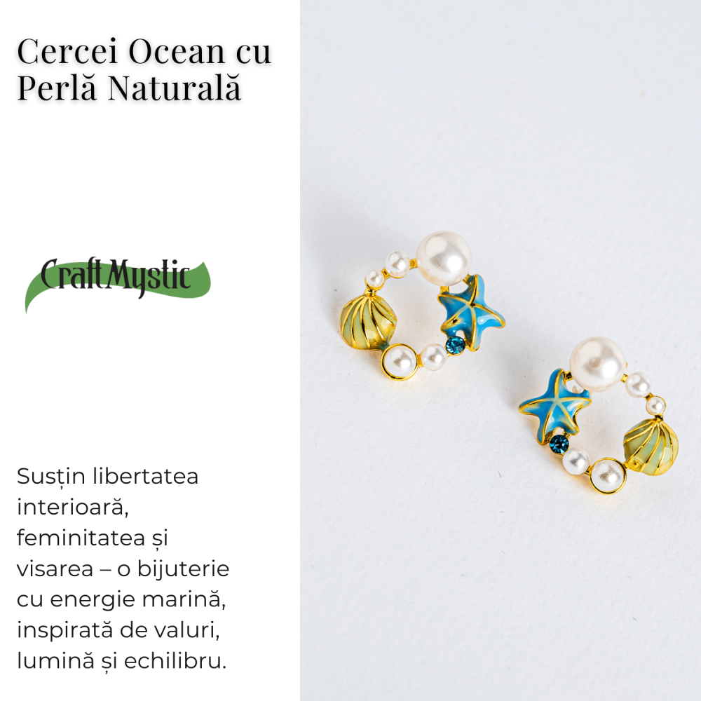 Spirit liber – Cercei Ocean cu perla naturala si detalii marine [4]