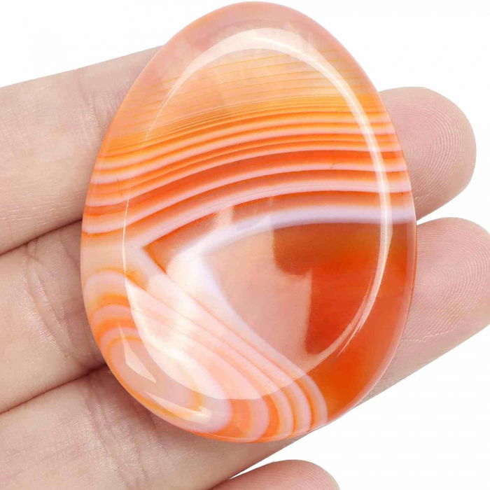 Piatra terapeutica 4 cm "Worry Stone" Carneol rosu - Pietre semipretioase de buzunar sculptate manual oval [5]