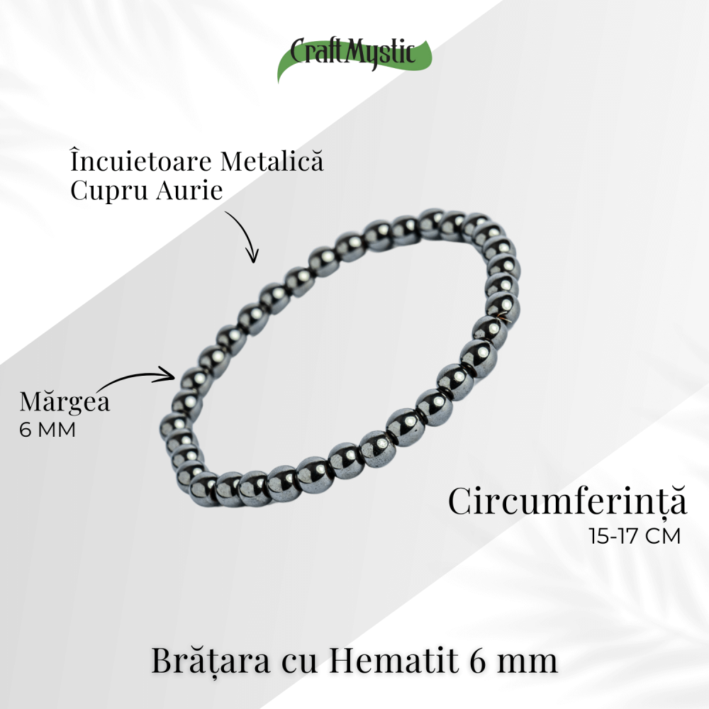 Putere si claritate – Bratara elastica cu pietre de hematit 6 mm [4]