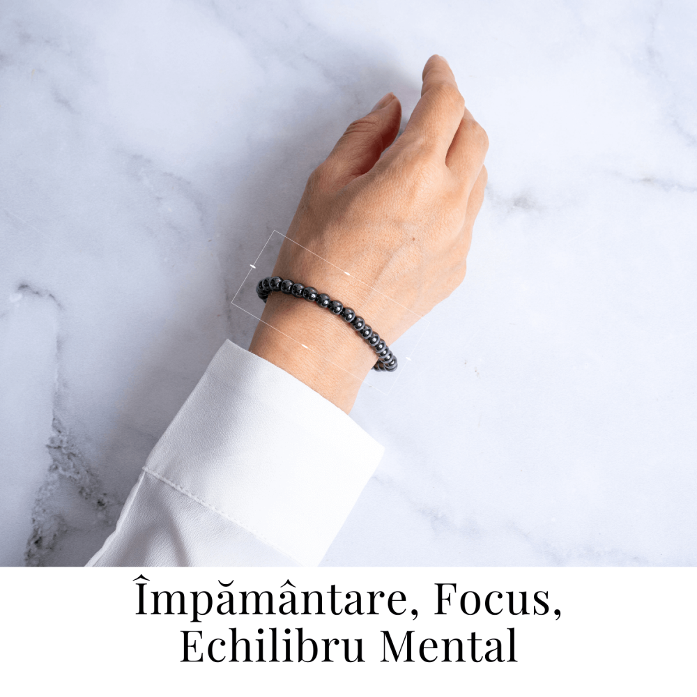 Putere si claritate – Bratara elastica cu pietre de hematit 6 mm [2]