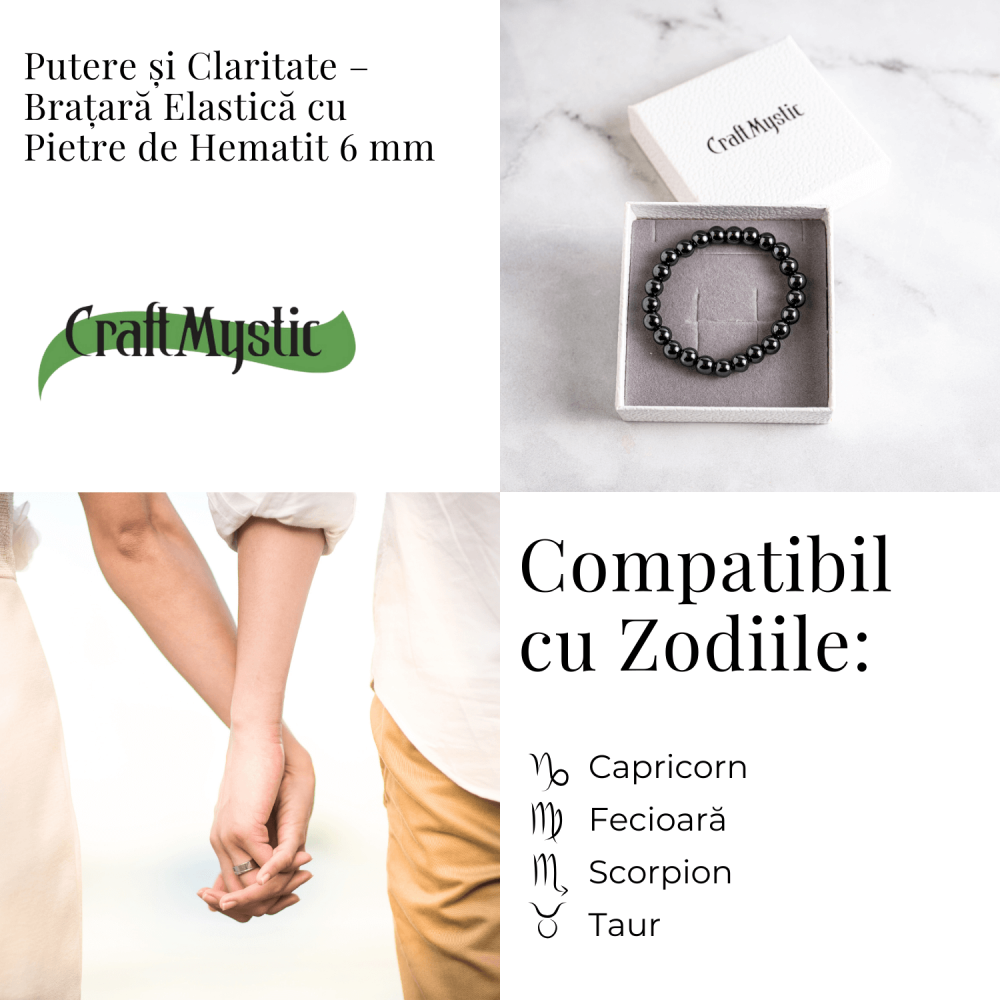 Putere si claritate – Bratara elastica cu pietre de hematit 6 mm [5]