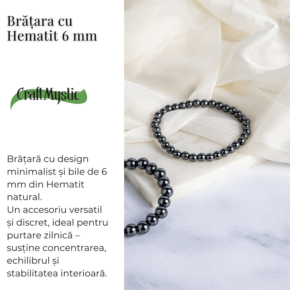 Putere si claritate – Bratara elastica cu pietre de hematit 6 mm [3]
