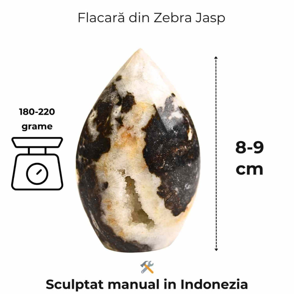 Flacara echilibrului – Zebra Jasp Indonezian pentru Claritate si Stabilitate 8-9 cm [2]