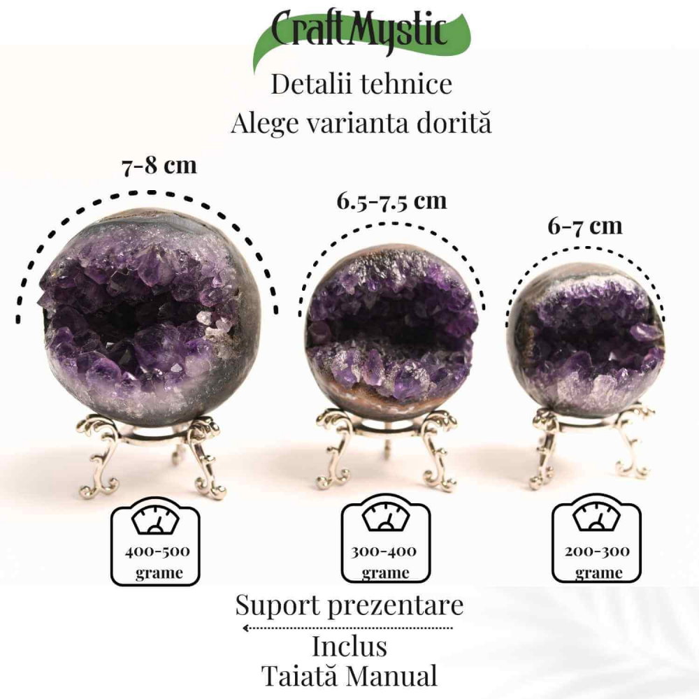 Sfera Cluster Ametist 6-8 cm - Energie Pozitiva si Relaxare [3]