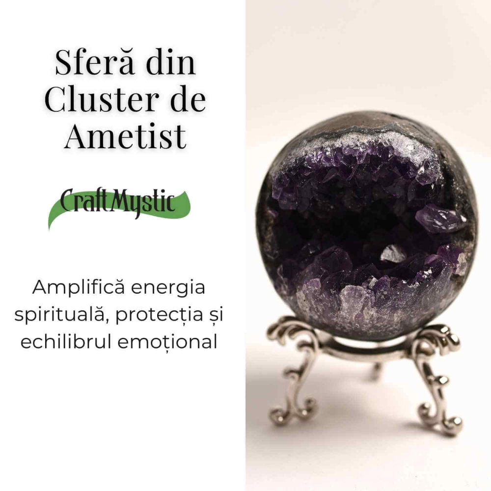 Sfera Cluster Ametist 6-8 cm - Energie Pozitiva si Relaxare [2]