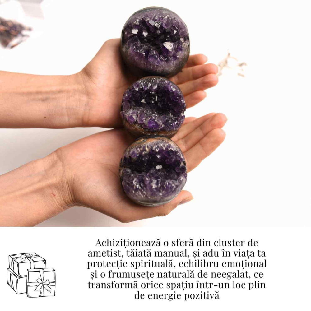Sfera Cluster Ametist 6-8 cm - Energie Pozitiva si Relaxare [5]