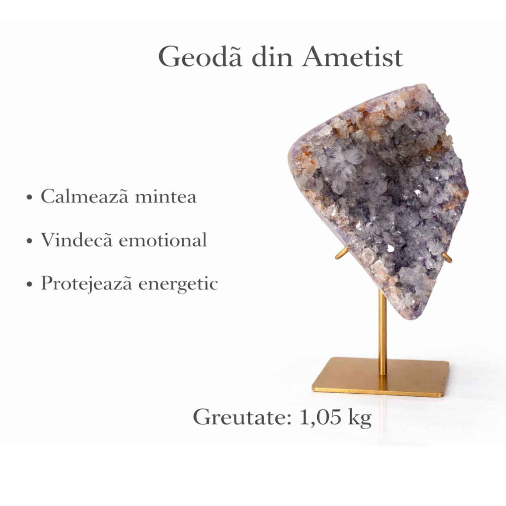 Geoda din ametist naturala pe suport metalic – cristal brazilian unicat 1.05 g [3]
