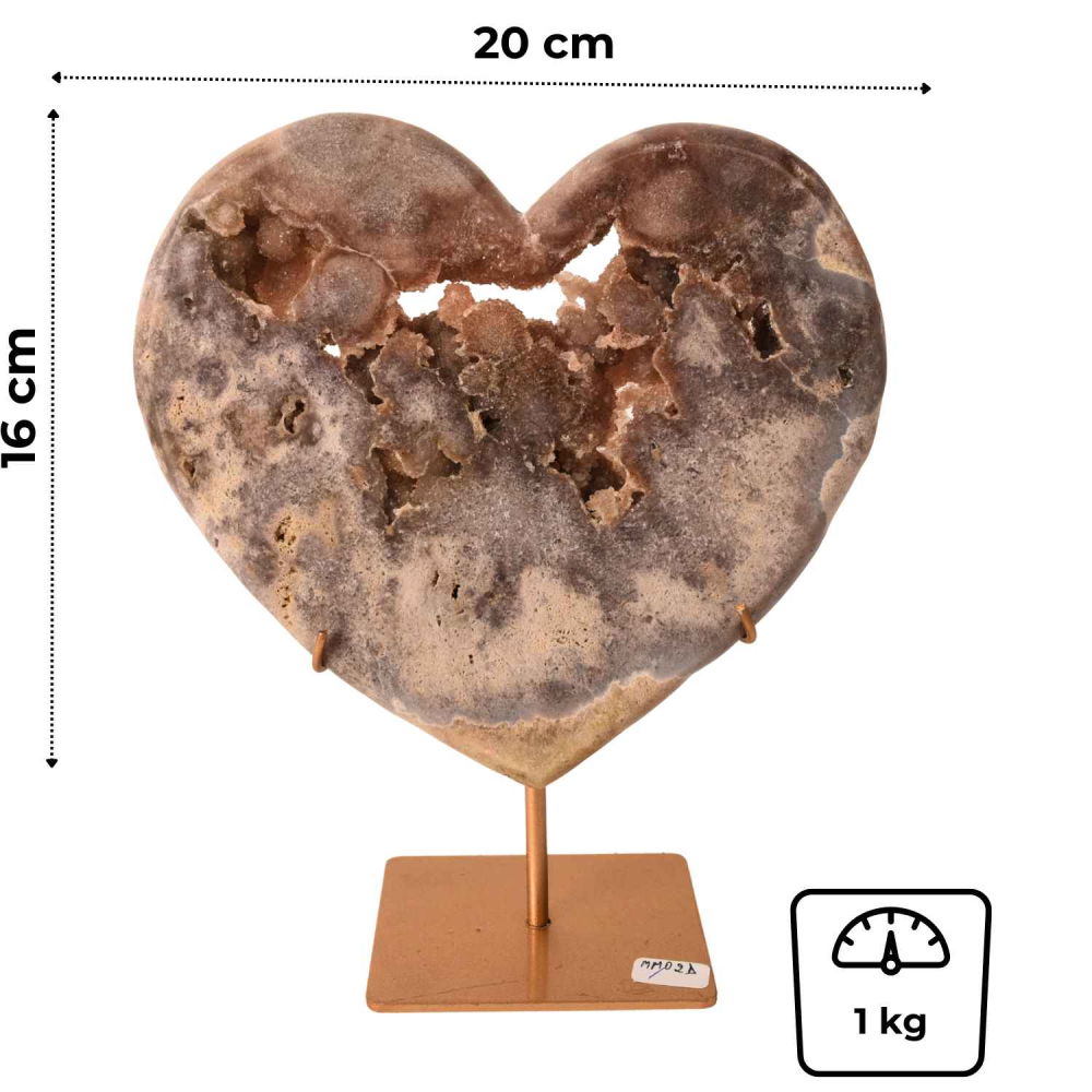 Inima din ametist roz cu incluziuni de calcit si cuart – sculptata manual in Brazilia [3]