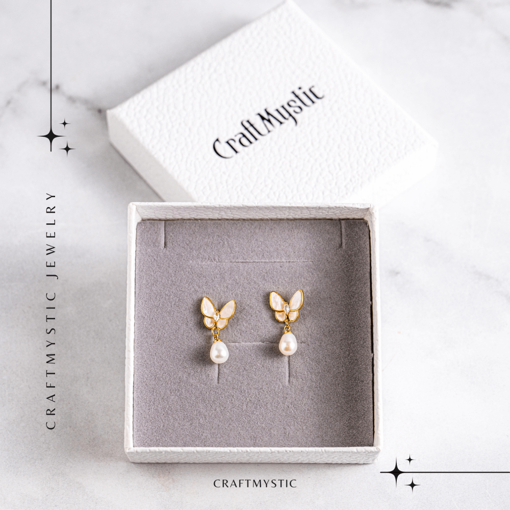 Eleganta delicata – Cercei fluturi si perle [7]