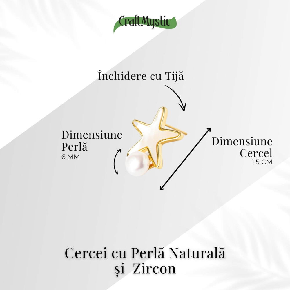 Eleganta si Stralucire – Cercei Stea din Cupru cu Perla Naturala [4]