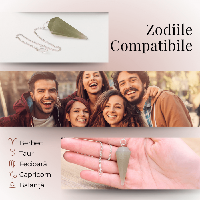 Pendul de Radiestezie cu Varf de Aventurin Verde Natural 45 mm [3]