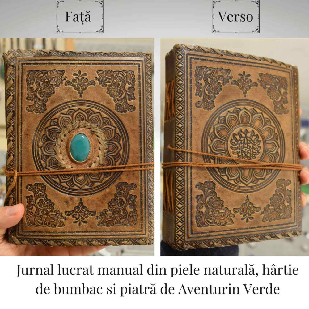 Jurnal piele naturala cu aventurin verde – Creativitate si energie pozitiva [3]