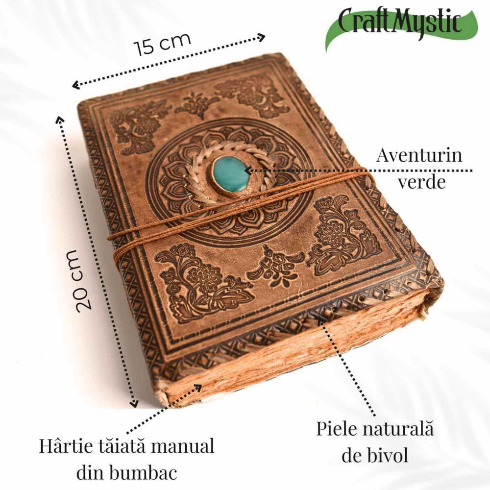 Jurnal piele naturala cu aventurin verde – Creativitate si energie pozitiva [5]