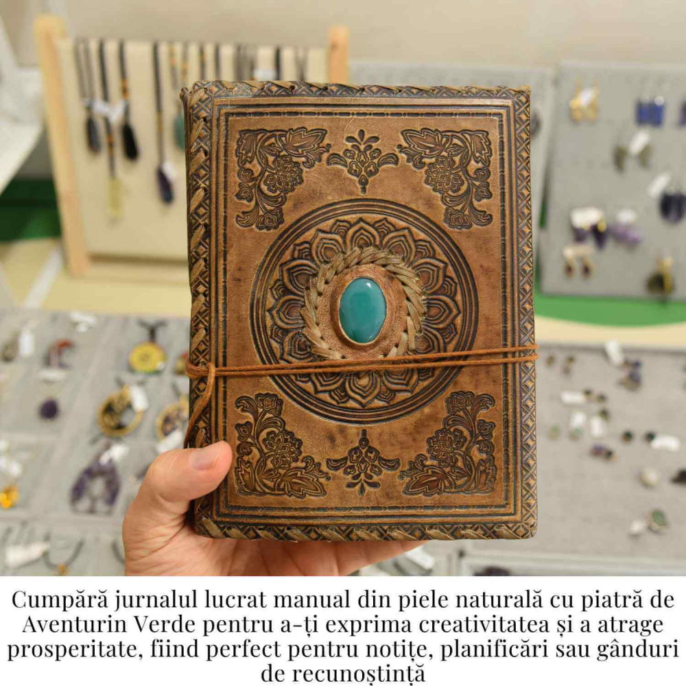 Jurnal piele naturala cu aventurin verde – Creativitate si energie pozitiva [4]