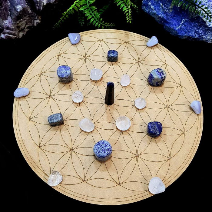 Grila din Placaj pentru Cristale cu Modelul Florii Vietii, Diametru 29 cm [4]