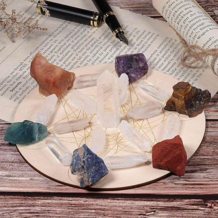 Grila din Lemn pentru Cristale cu Modelul Cubului lui Metatron, Diametru 25 cm [3]