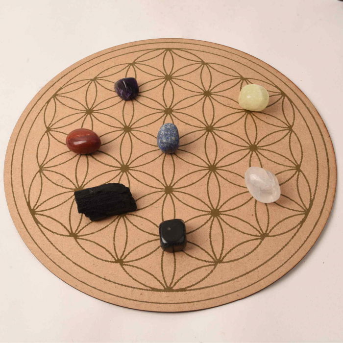 Grila din Placaj pentru Cristale cu Modelul Florii Vietii, Diametru 29 cm [3]