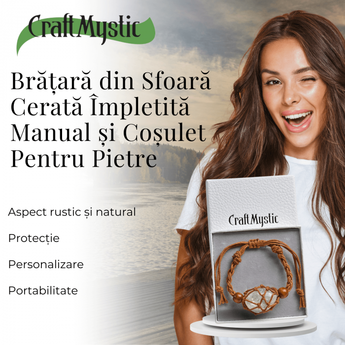 Bratara Reglabila din Sfoara maro Cerata cu Cosulet pentru Pietre si Cristale [7]