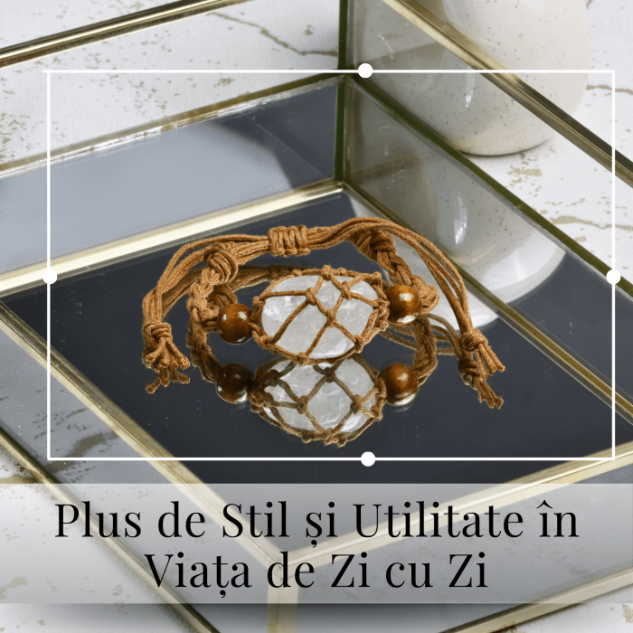 Bratara Reglabila din Sfoara maro Cerata cu Cosulet pentru Pietre si Cristale [6]