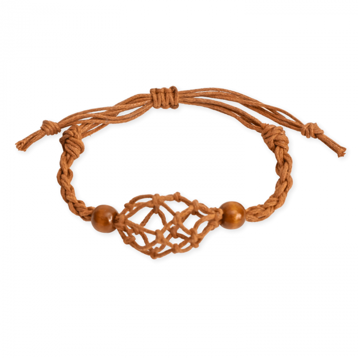 Bratara Reglabila din Sfoara maro Cerata cu Cosulet pentru Pietre si Cristale [1]