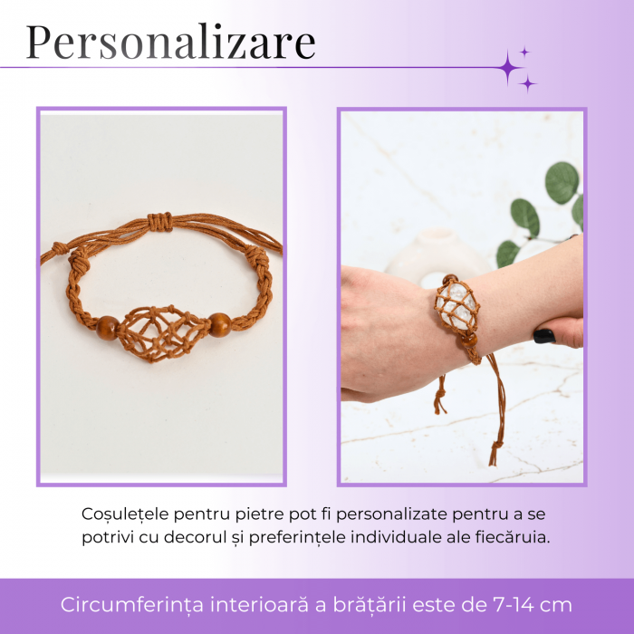 Bratara Reglabila din Sfoara maro Cerata cu Cosulet pentru Pietre si Cristale [2]