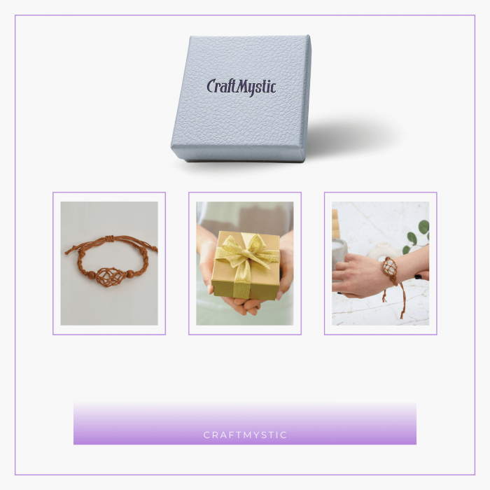 Bratara Reglabila din Sfoara maro Cerata cu Cosulet pentru Pietre si Cristale [8]