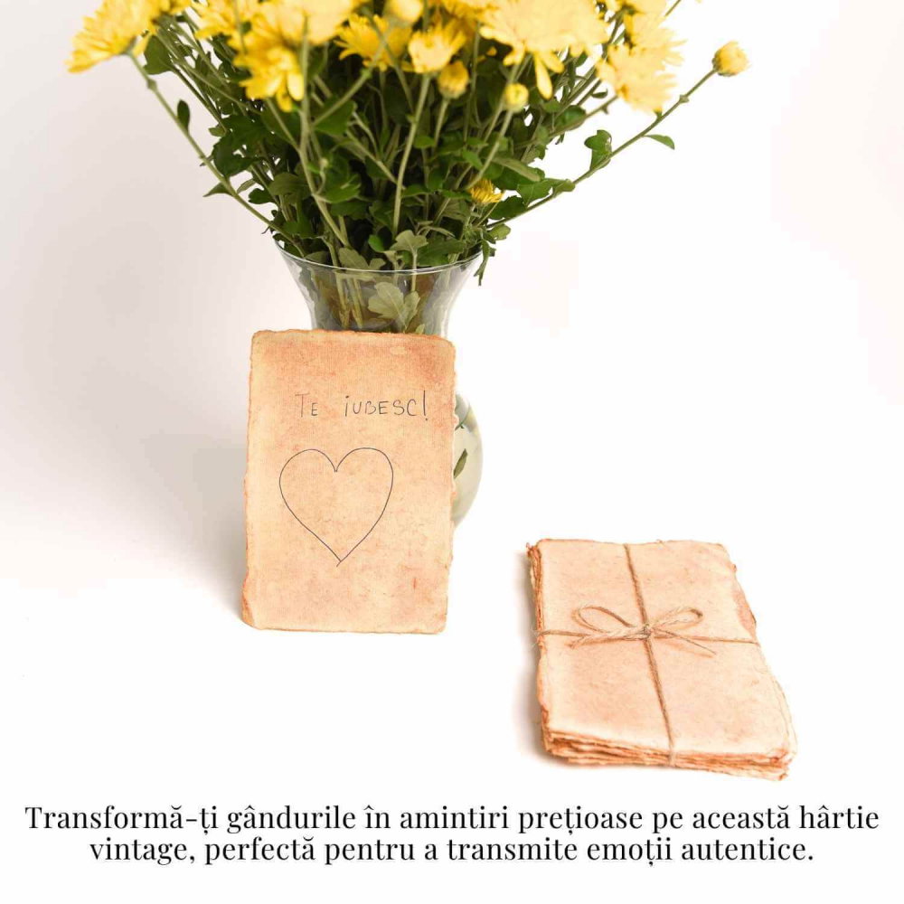 Hartie de bumbac galbena vintage 15x10 cm – Perfecta pentru arta si scris [3]