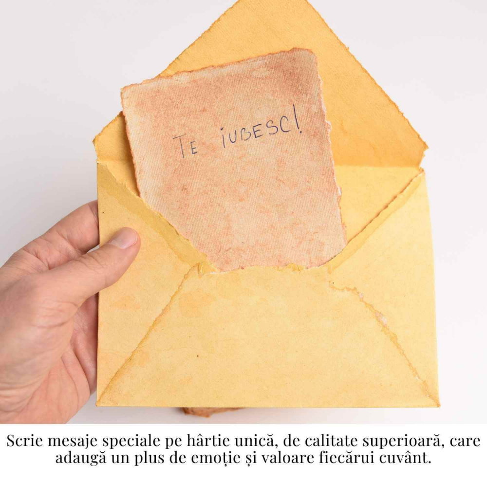 Hartie de bumbac galbena vintage 15x10 cm – Perfecta pentru arta si scris [2]