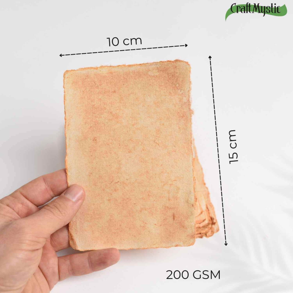 Hartie de bumbac galbena vintage 15x10 cm – Perfecta pentru arta si scris [4]