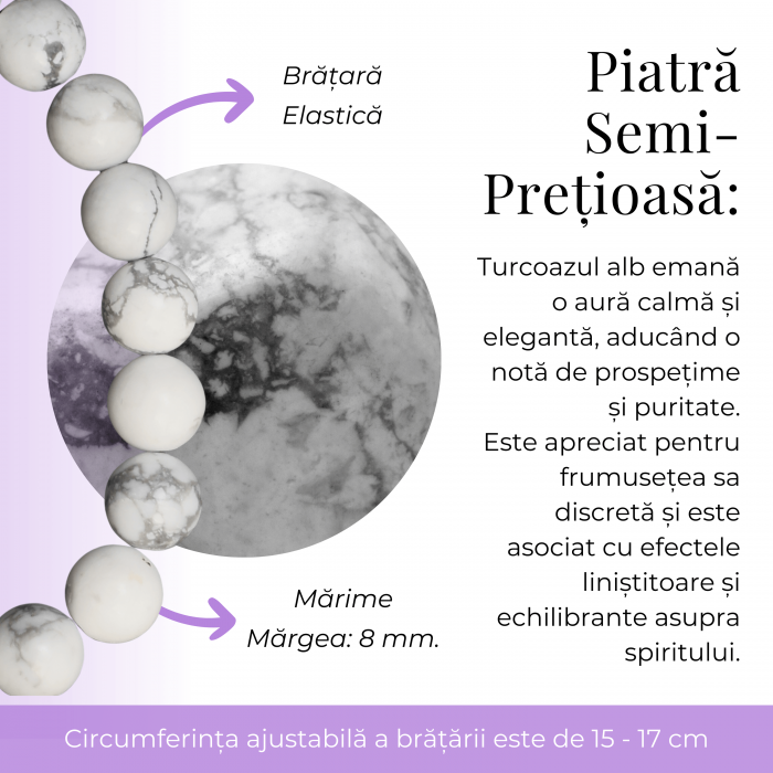 Bratara cu margele 8mm din pietre semipretioase naturale din turcoaz - Aduce echilibru [8]