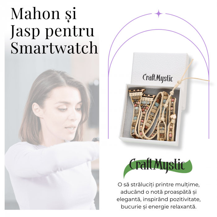 Bratara Boho cu Margele si Pietre Naturale, Compatibila Cureaua Apple Watch [5]