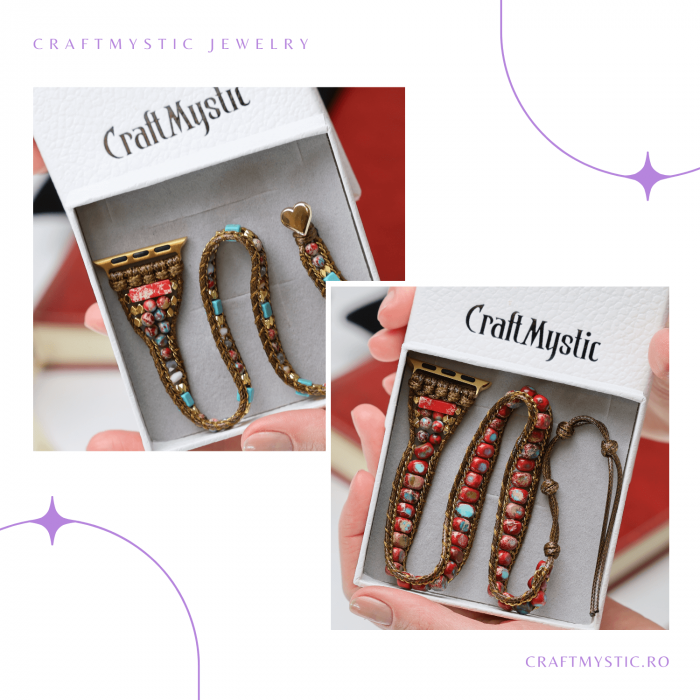 Bratara din Cristale Jasp Imperial pentru Smartwatch Apple, Model 38 mm sau 42 mm [4]