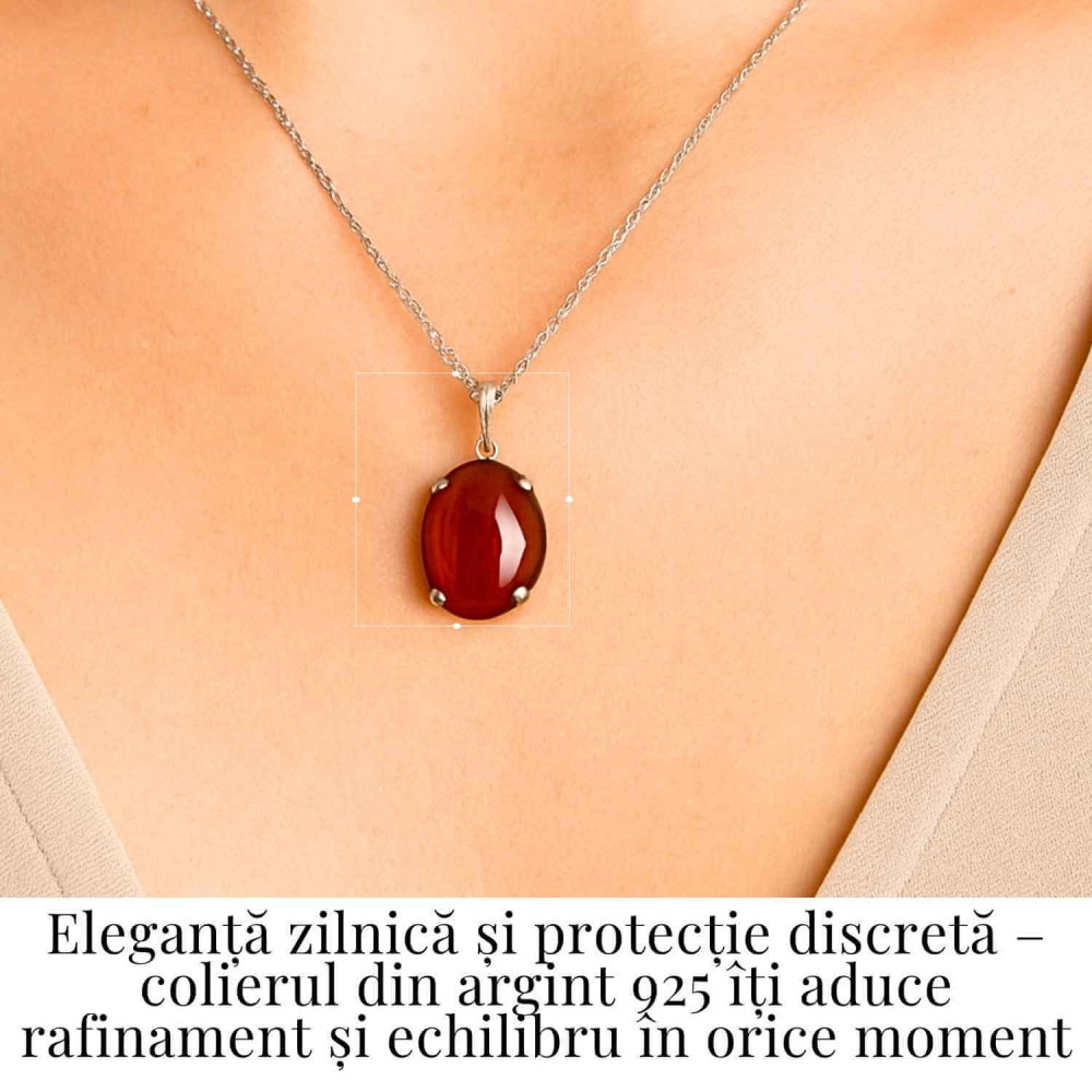 Vitalitate si Curaj Zilnic – Colier Oval cu Carneol si Argint 925 [2]