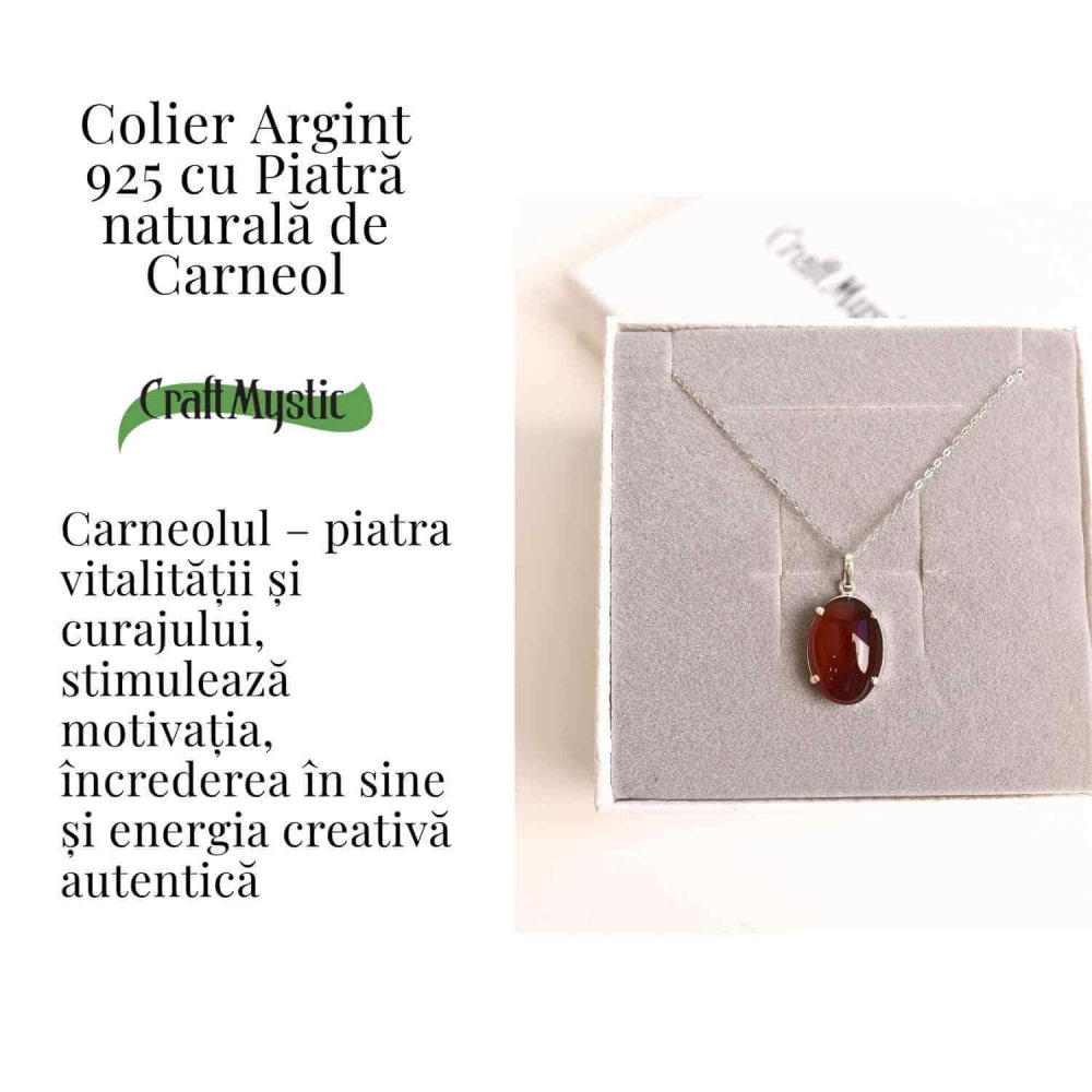 Vitalitate si Curaj Zilnic – Colier Oval cu Carneol si Argint 925 [3]
