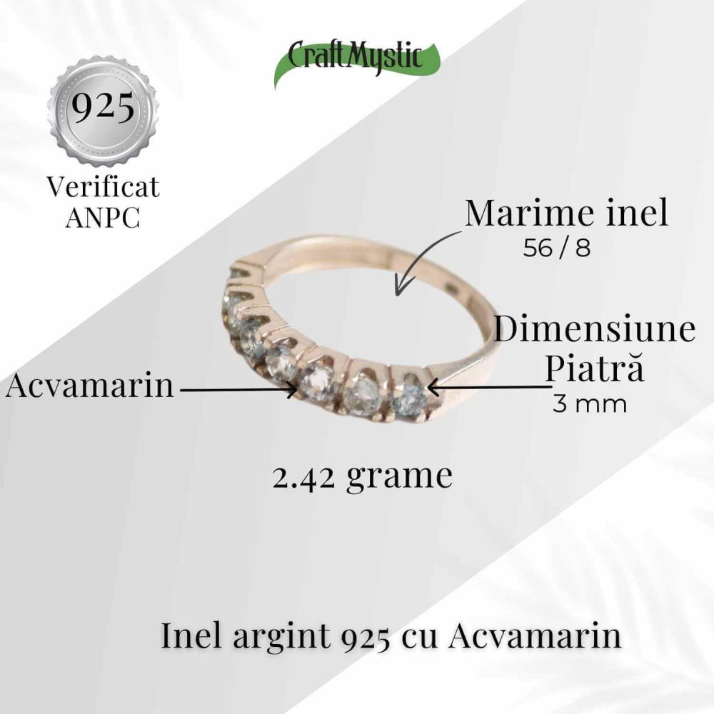 Inel Argint 925 cu Acvamarin fatetat– Claritate Mentala si Calm Interior [4]