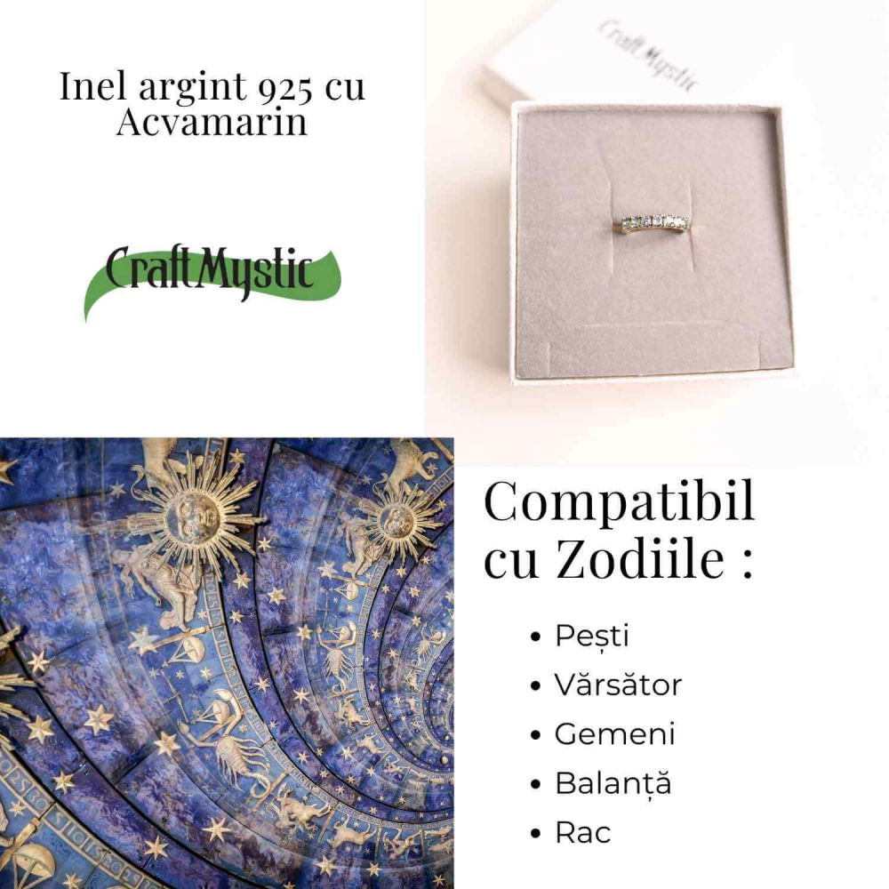 Inel Argint 925 cu Acvamarin fatetat– Claritate Mentala si Calm Interior [5]