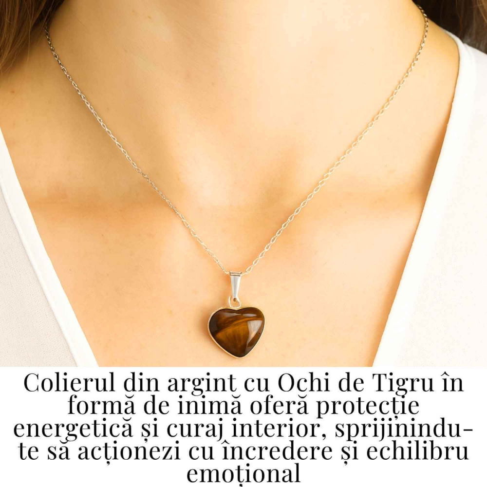Curaj si Protectie Zilnica – Colier Inima din Argint 925 cu Ochi de Tigru [2]