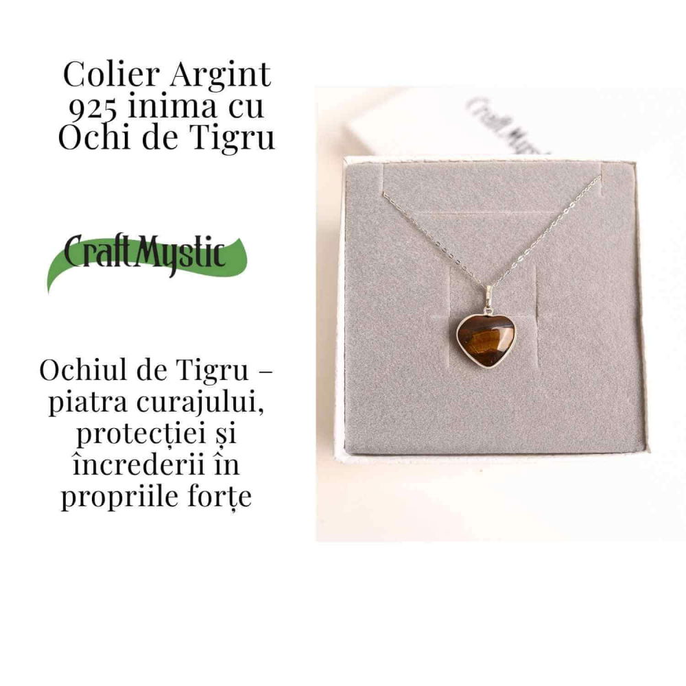 Curaj si Protectie Zilnica – Colier Inima din Argint 925 cu Ochi de Tigru [3]