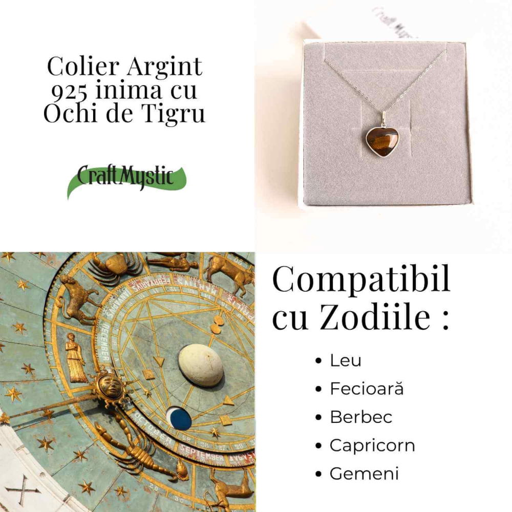 Curaj si Protectie Zilnica – Colier Inima din Argint 925 cu Ochi de Tigru [4]