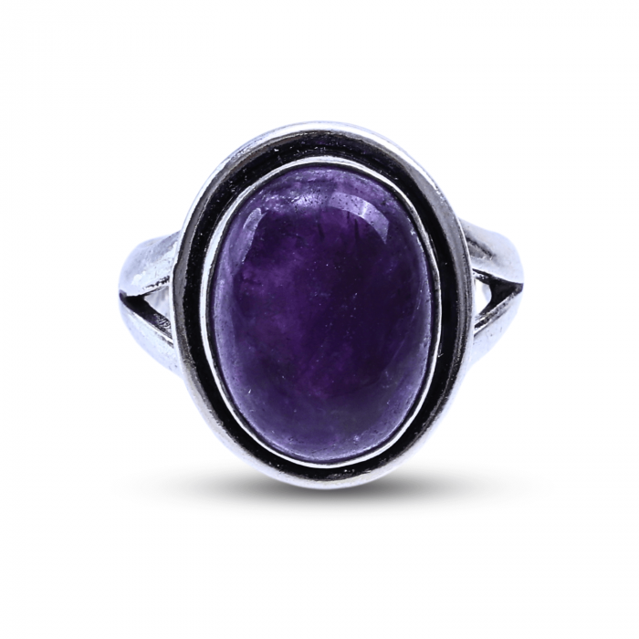 Inel Ajustabil Argintiu cu Ametist Natural, pentru echilibru si claritate [1]